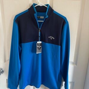 Callaway Golf 2 Tone Blue Opti Shield Optimum Performance Pullover Sweater